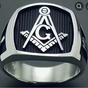 Silver and Black Masonic Ring